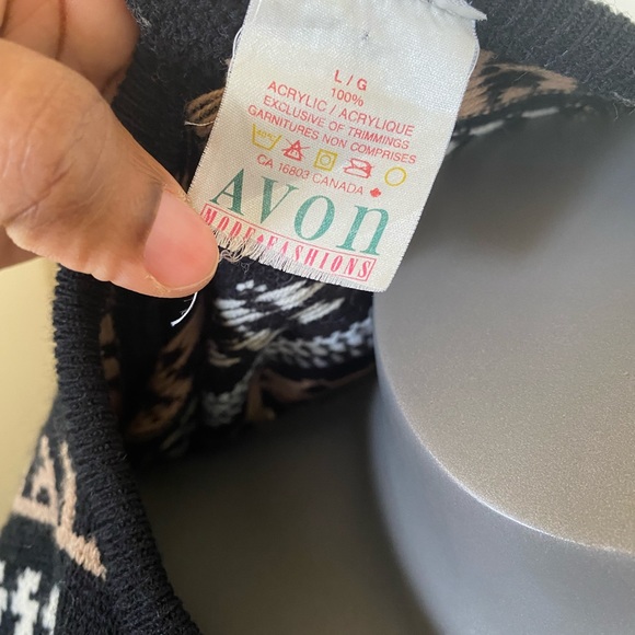 Avon vintage sz large acrylic brown/ black sweater - Picture 5 of 7